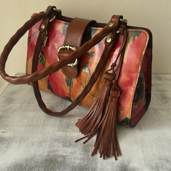 Patricia Nash Violina Floral Leather Handbag 15th Anniversary Tag Tassel Spring - Picture 7 of 10